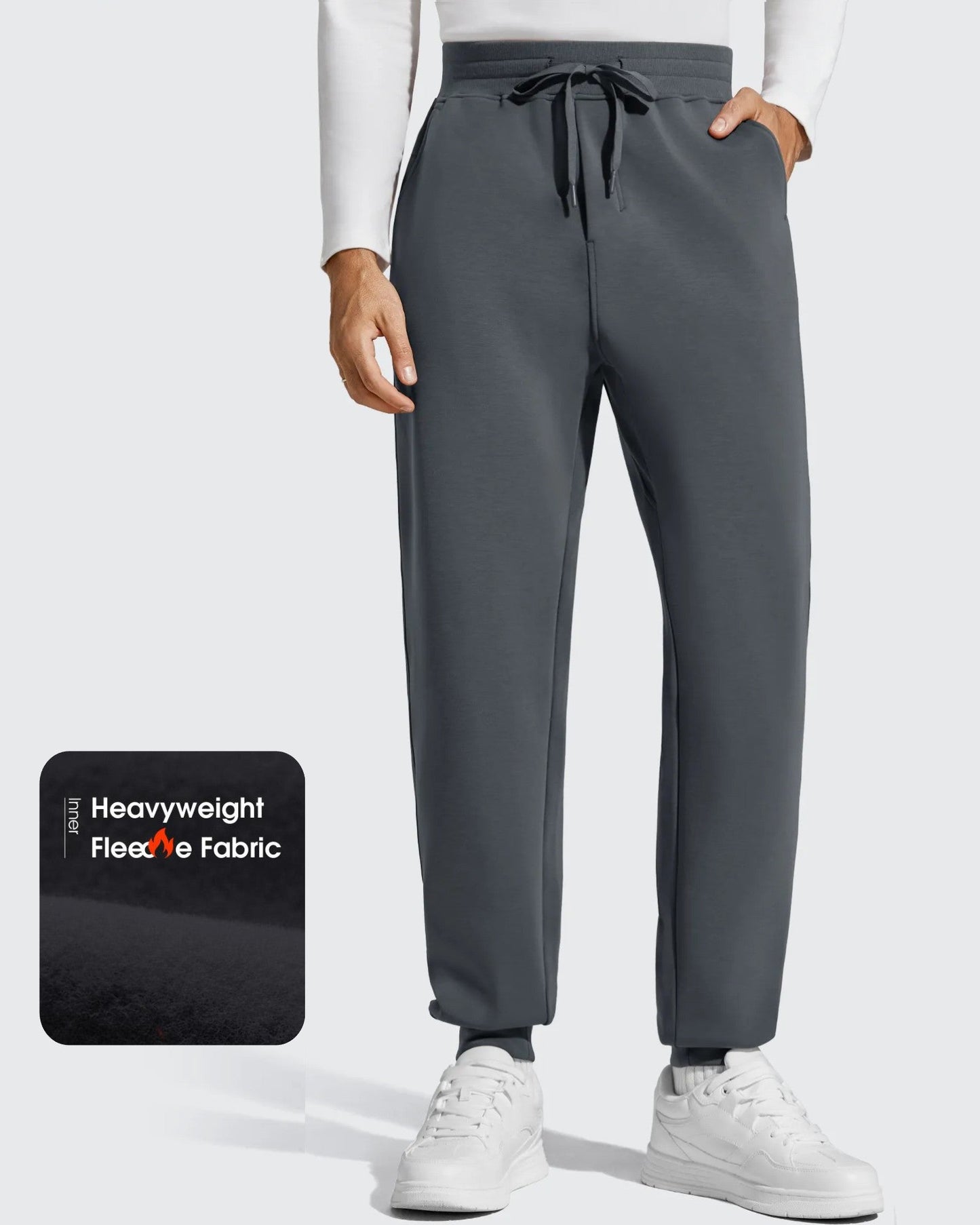 Pantalones de chándal térmicos con cordón y forro polar para hombre Smoofit