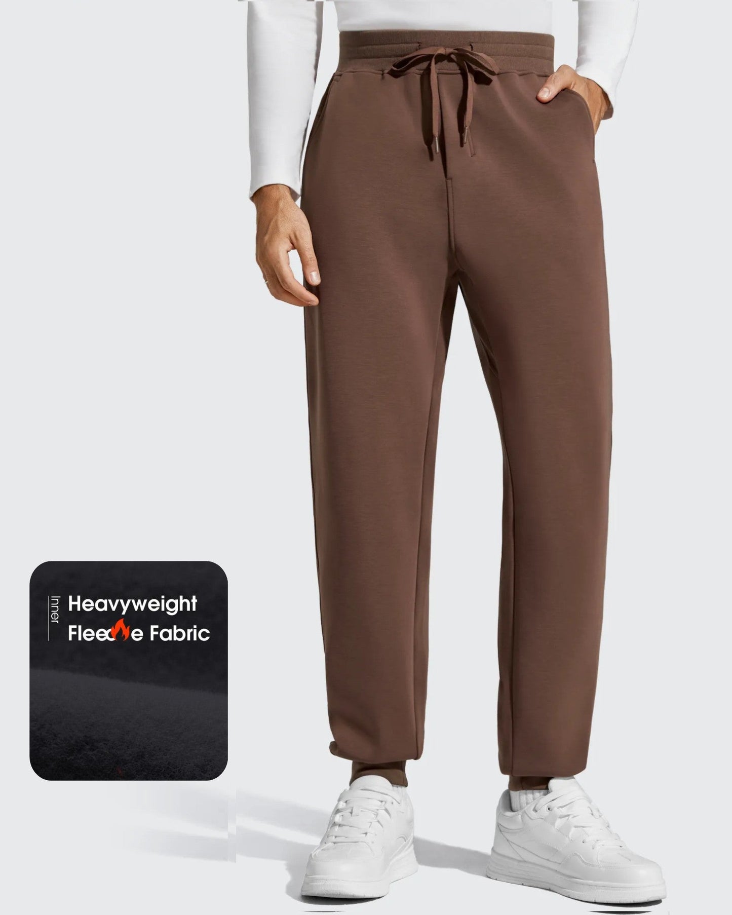 Pantalones de chándal térmicos con cordón y forro polar para hombre Smoofit