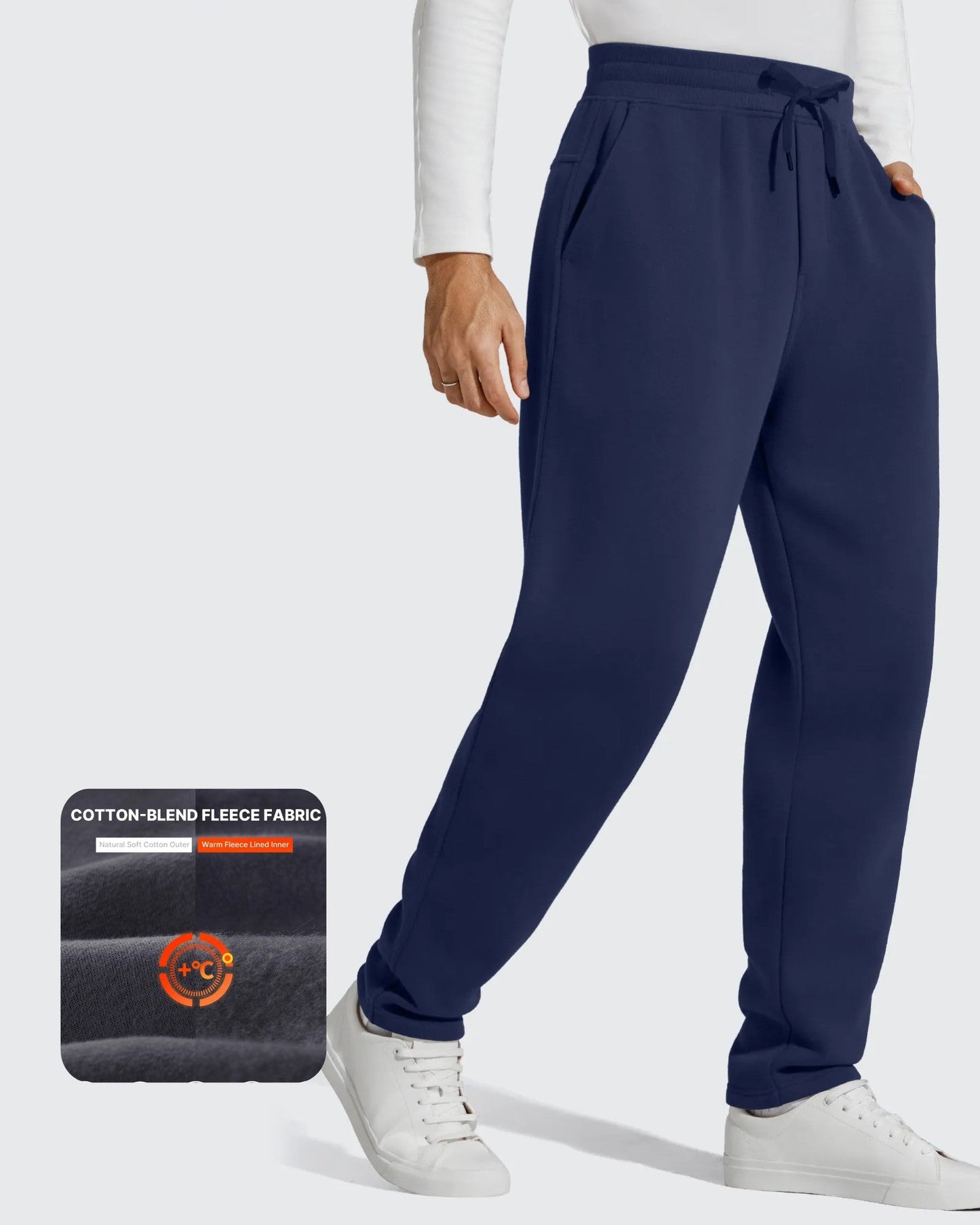 Flurrylux Pantalones de Hombre de Algodón de Pierna Recta con Cordón y Forro Polar