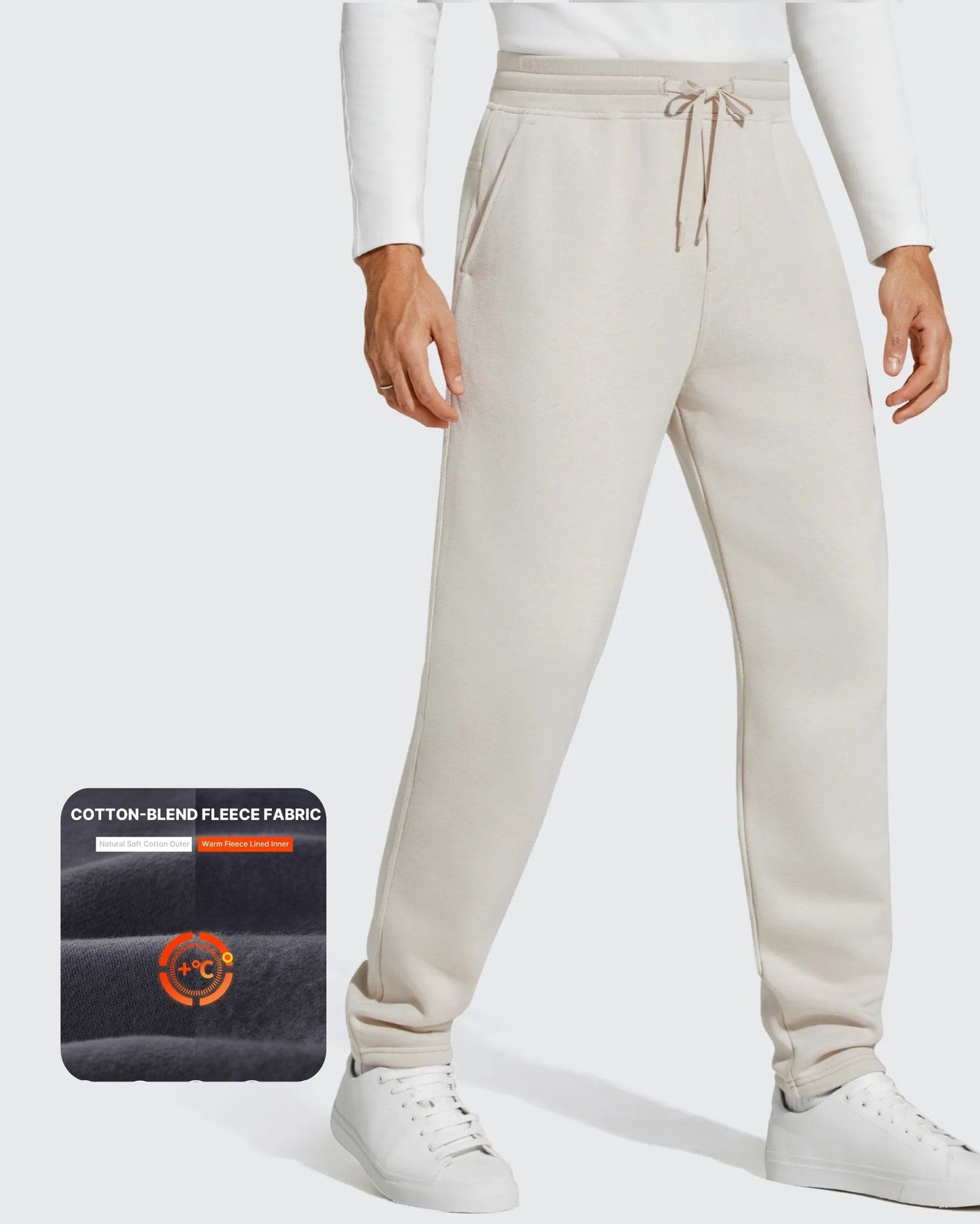 Flurrylux Pantalones de Hombre de Algodón de Pierna Recta con Cordón y Forro Polar