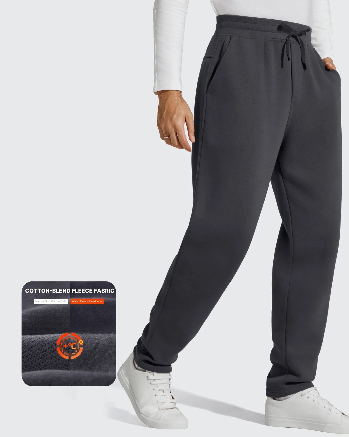 Flurrylux Pantalones de Hombre de Algodón de Pierna Recta con Cordón y Forro Polar
