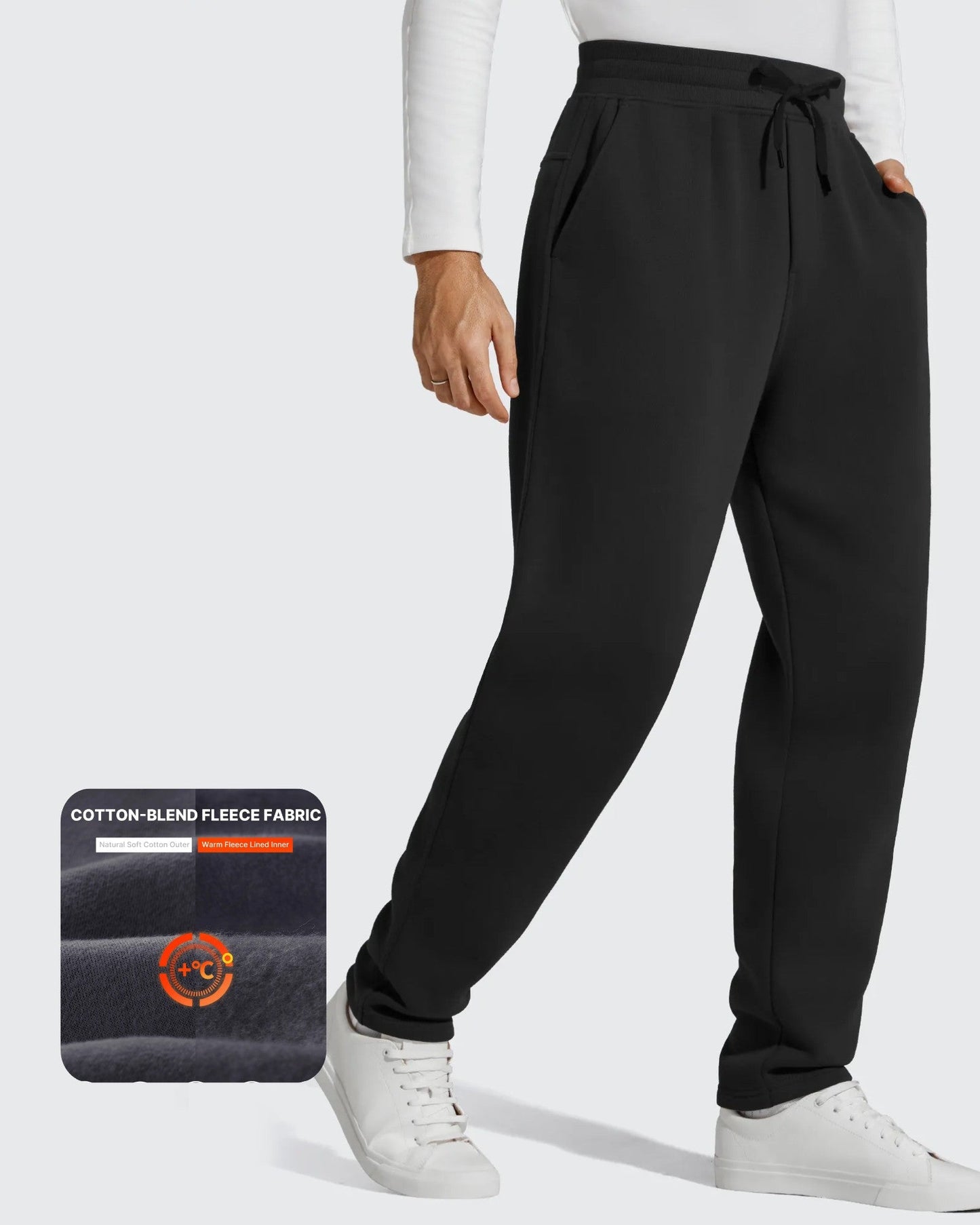 Flurrylux Pantalones de Hombre de Algodón de Pierna Recta con Cordón y Forro Polar
