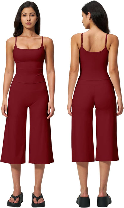 New Yoga Tank Top High Waist Quick-Dry Casual Mid-Length Pants Running Outdoor Athletic Sportswear Yoga Set for Women
