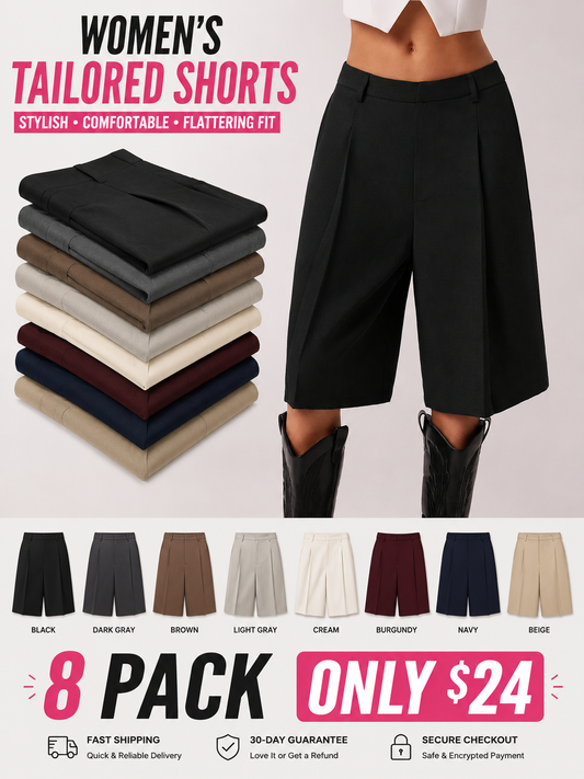 Women's Solid Color Simple Commuter Bermuda Shorts,