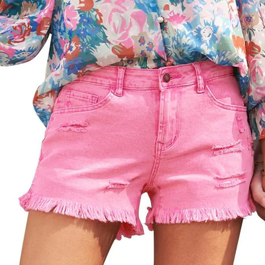 Casual Mid Rise Denim Shorts
