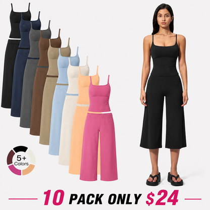 New Yoga Tank Top High Waist Quick-Dry Casual Mid-Length Pants Running Outdoor Athletic Sportswear Yoga Set for Women