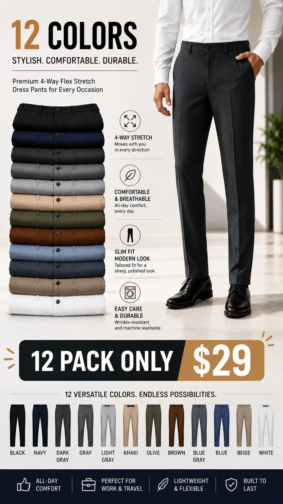 Flex Stretch Slim Fit Dress Pants