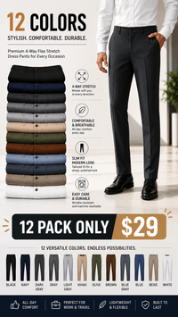 12 PackBLACK + NAVY + CHARCOAL + GRAY + LIGHT GRAY + KHAKI + BEIGE + OLIVE + BROWN + BLUE GRAY + BLUE + WHITE