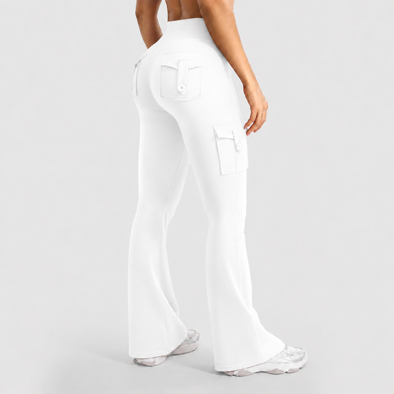 Women's High-Waisted Flared Athletic Pants—with Pockets
