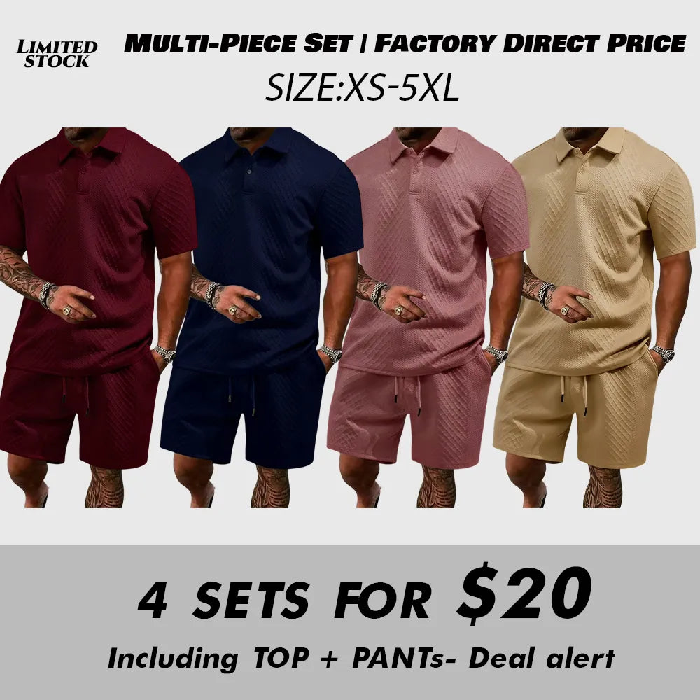8 PACK Polo Shirt and Shorts Two-Piece Set