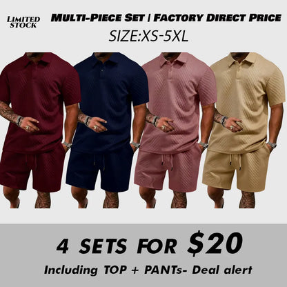8 PACK Polo Shirt and Shorts Two-Piece Set
