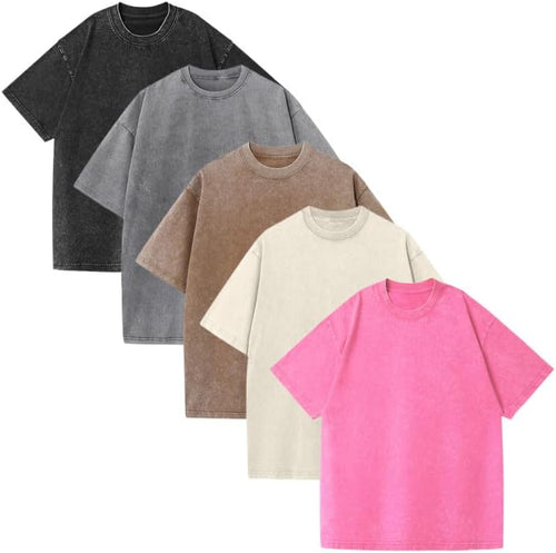 (5-Pack)Oversized Unisex Vintage Heavyweight Cotton T-Shirts