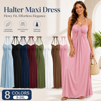 Halter Tie Back Maxi Dress with Pockets*8 pack
