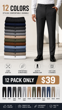 12 PackBLACK + NAVY + CHARCOAL + GRAY + LIGHT GRAY + KHAKI + BEIGE + OLIVE + BROWN + BLUE GRAY + BLUE + WHITE