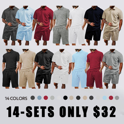 8 PACK Polo Shirt and Shorts Two-Piece Set