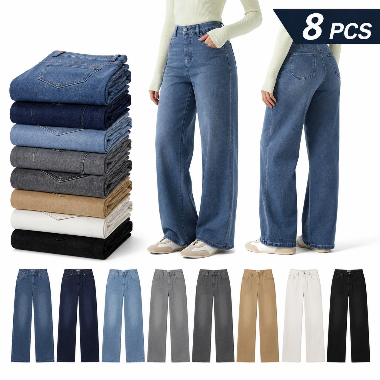 ⏰ TODAY ONLY - High Waisted Tummy Control Wide Leg Jeans