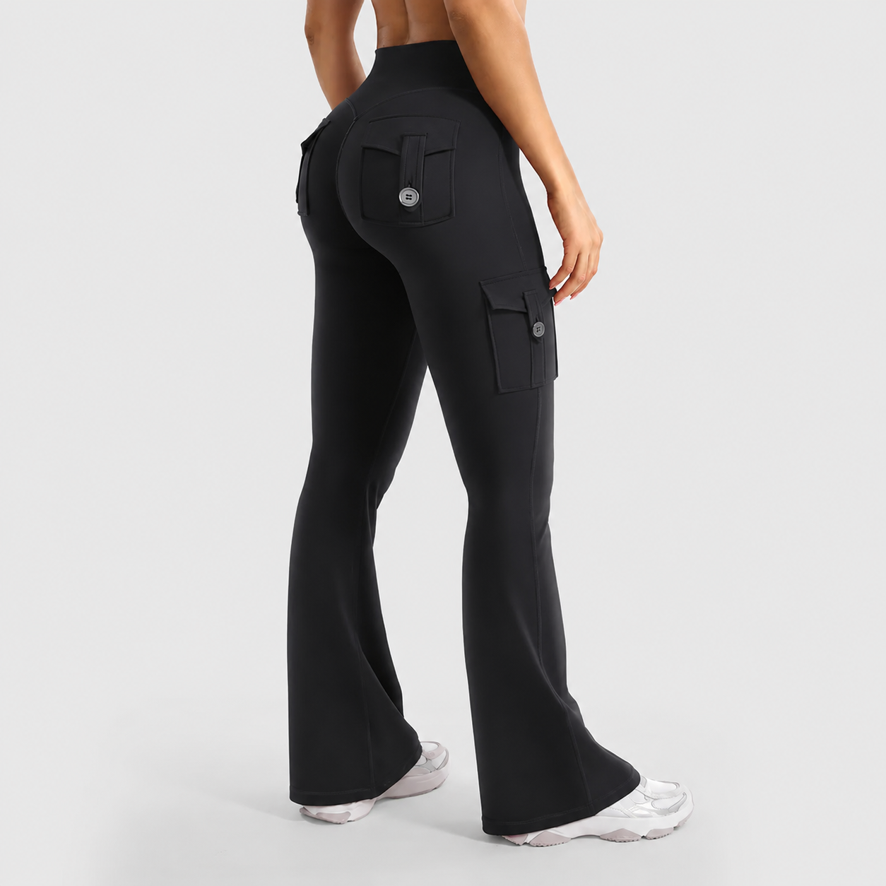 Women's High-Waisted Flared Athletic Pants—with Pockets
