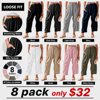 8 pack-Black + Dark Gray + Light Gray + Navy + White + Khaki + Pink + Olive Green