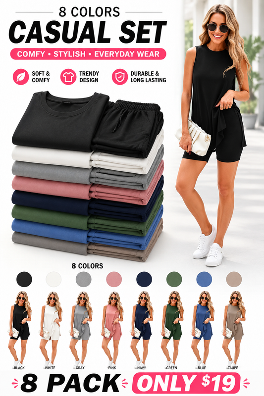 Sleeveless Crewneck Women's 2 Piece Sets