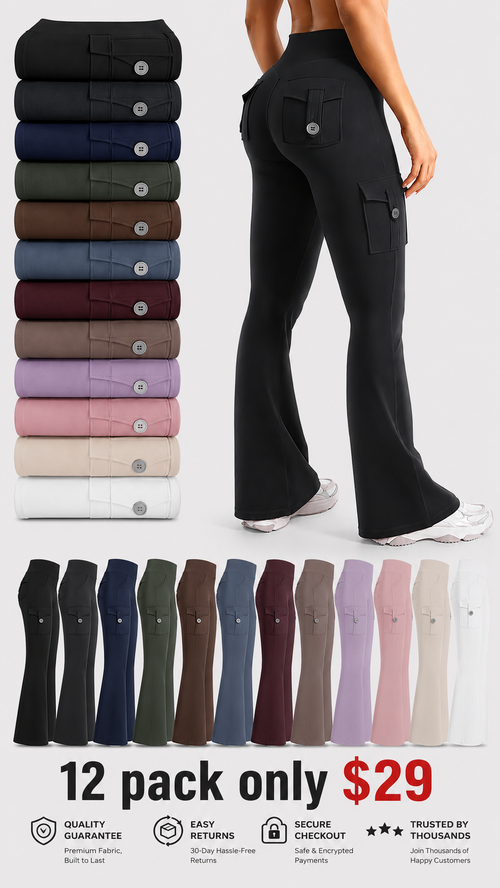 Women's High-Waisted Flared Athletic Pants—with Pockets