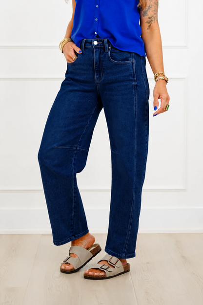 Restock! Risen The Hollis Light Wash Boyfriend Cuffed Barrel Jeans