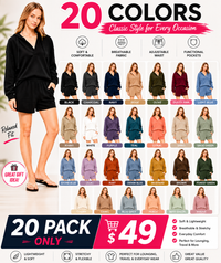 20 PACK-BLACK + DUSTY PINK + CHARCOAL + LIGHT BLUE + SAGE GREEN + STONE BLUE + NAVY + KHAKI + CORAL + LILAC + BEIGE + WHITE + SAND + RUST + OLIVE + PURPLE + WINE + TEAL + TAUPE + DENIM BLUE