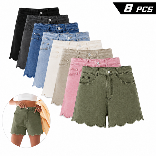 Women's High-Waisted Fitted Minimalist Denim Jean Shorts