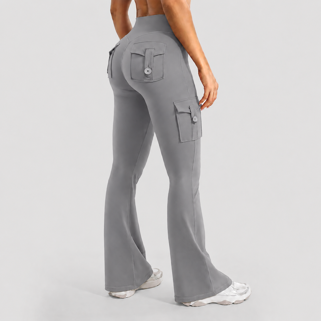 Women's High-Waisted Flared Athletic Pants—with Pockets