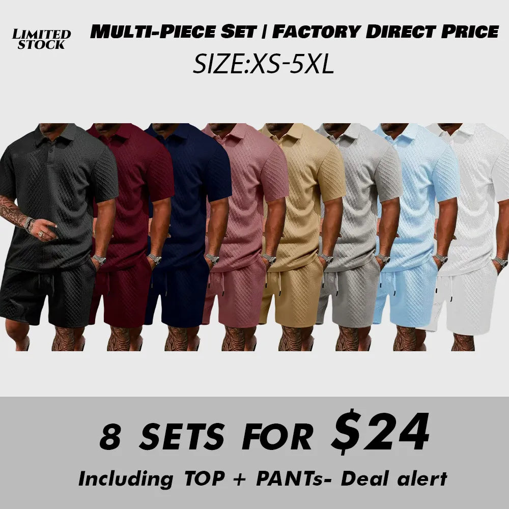 8 PACK Polo Shirt and Shorts Two-Piece Set