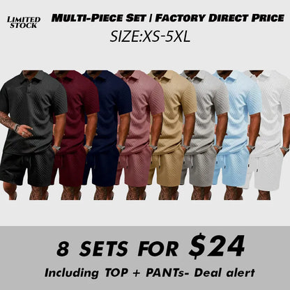 8 PACK Polo Shirt and Shorts Two-Piece Set