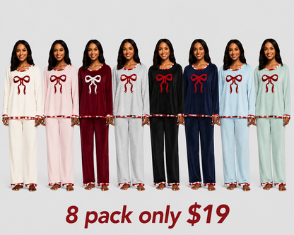 Women's 100% Cotton Pajama Set (Two-Piece): Long-sleeved button-down top and trousers