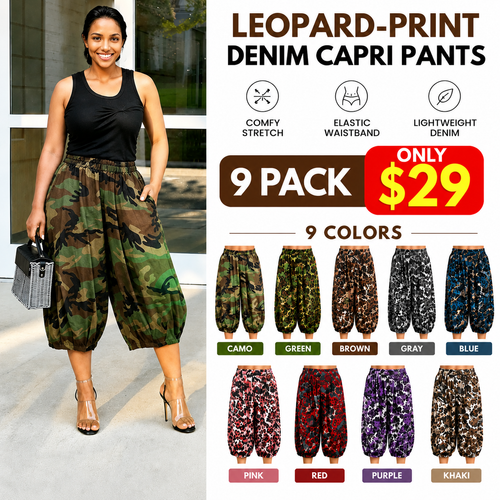 Elastic-Waist Lantern-Style Cropped Pants