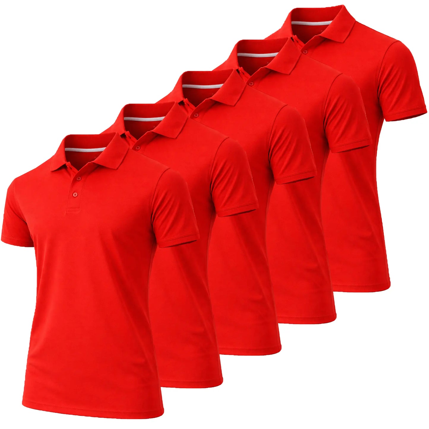 (5-Pack)Men's Dry Fit Moisture-Wicking Fabric Polo Collar Shirt Menswear Stylish Ribbed Sleeve
