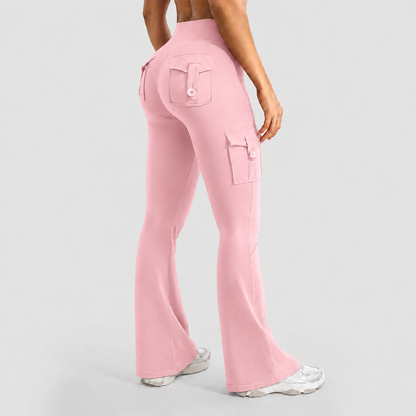 Women's High-Waisted Flared Athletic Pants—with Pockets