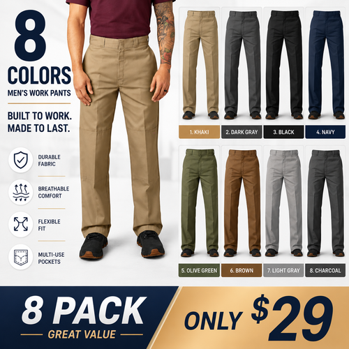 Loose Fit Double Knee Work Pants