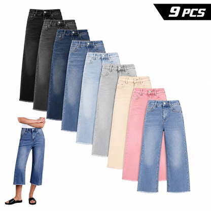 Mid-Rise Baggy Wide-Leg Culotte Jeans