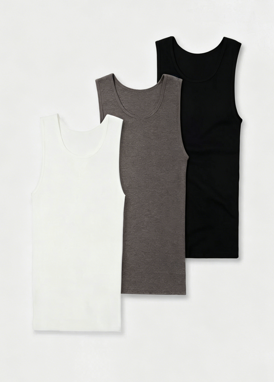 (3-Pack)Premium Ultra-Soft Cotton Fitted Tank