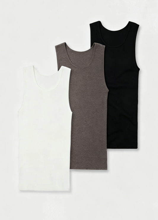 (3-Pack)Premium Ultra-Soft Cotton Fitted Tank