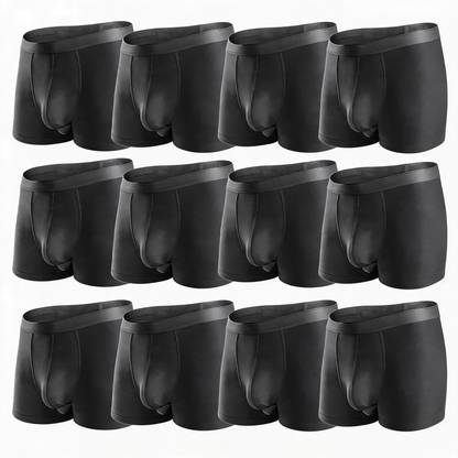 Bóxers de micromodal de doble bolsa para hombre - Paquete de 12 básicos de 2.5 pulgadas de spandex de tela natural, ropa masculina, enfriamiento de seda de hielo, control de olores, transpirable, elasticidad suave y sedosa, con abertura