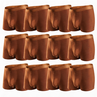 Bóxers de micromodal de doble bolsa para hombre - Paquete de 12 básicos de 2.5 pulgadas de spandex de tela natural, ropa masculina, enfriamiento de seda de hielo, control de olores, transpirable, elasticidad suave y sedosa, con abertura