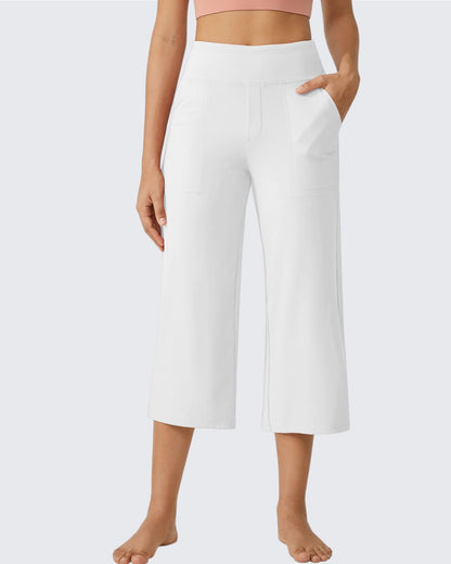 Pantalones Capri Casuales de Talle Alto con Pierna Ancha EverGoing