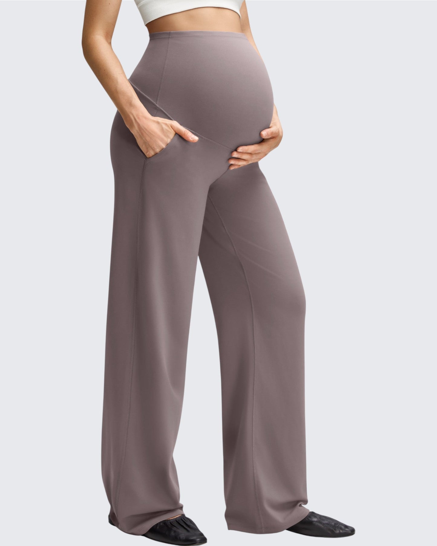 Pantalones casuales de pierna ancha BareFeel Maternity con bolsillos