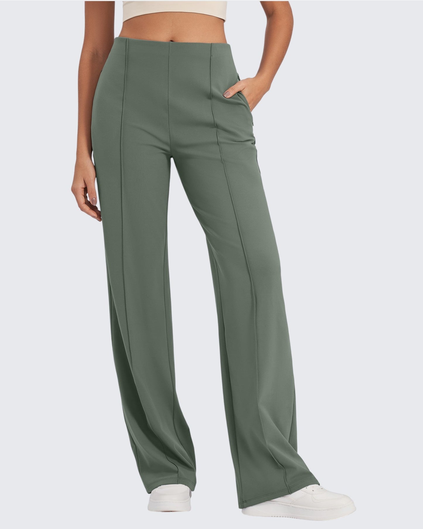 Pantalones de pernera ancha con pliegues delanteros EverGoing Business