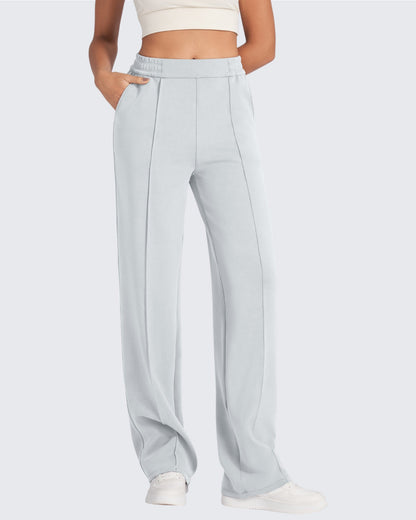 Pantalón de vestir Smoofit suelto, de talle alto y elástico, largo regular