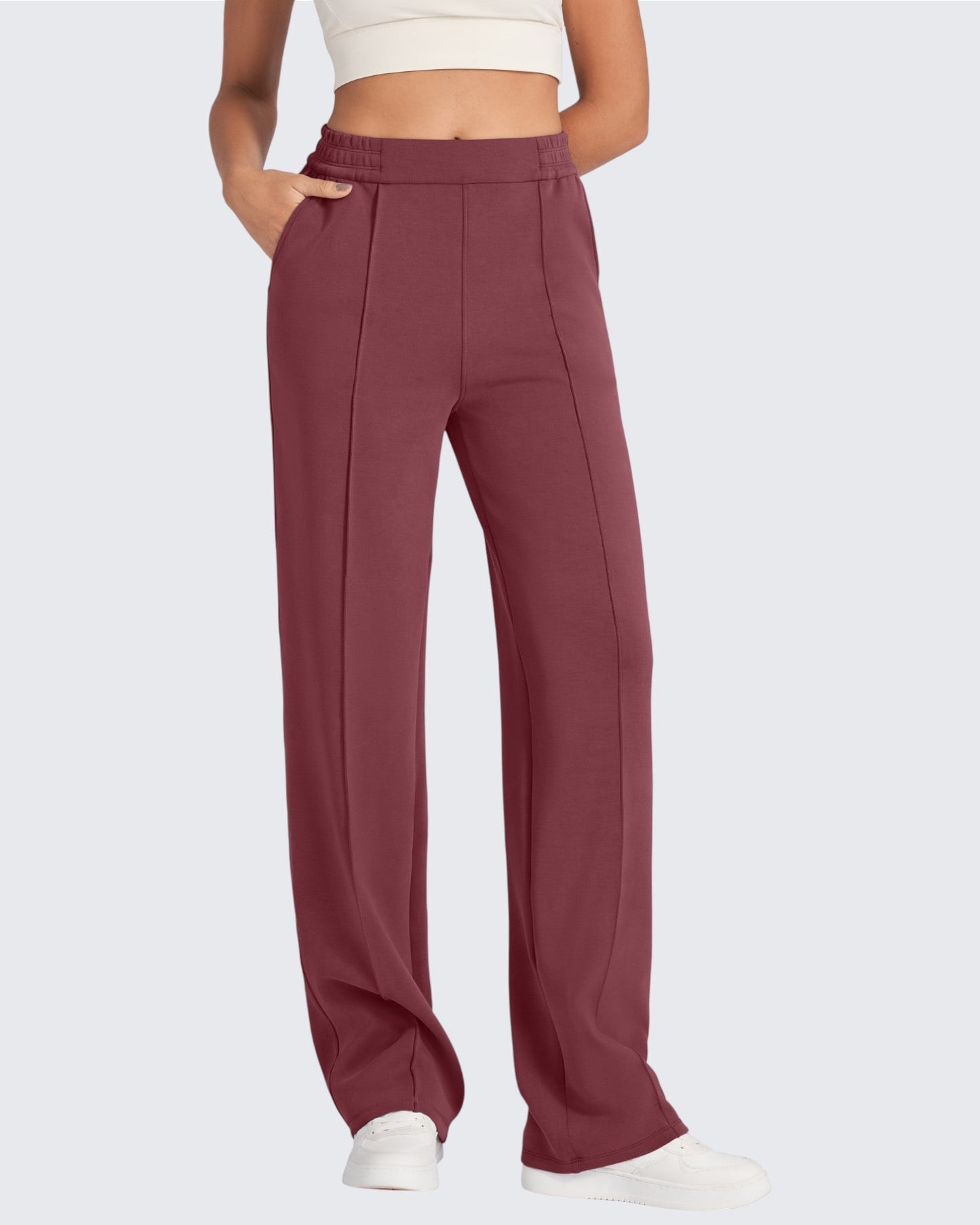 Pantalones de vestir elásticos de talle alto y corte holgado Smoofit Petite