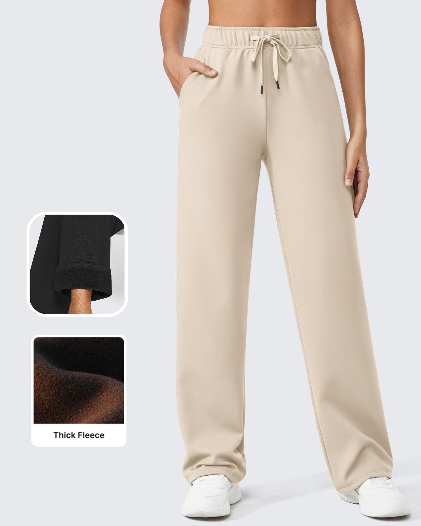 Pantalones informales EverGoing Petite con cordón y forro polar suelto