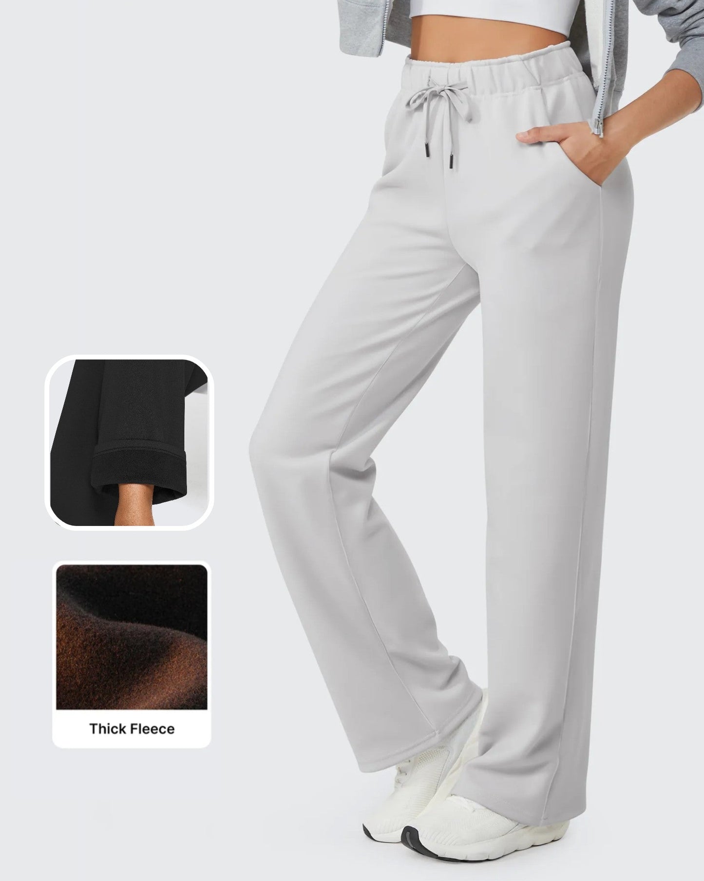 Pantalones informales EverGoing Petite con cordón y forro polar suelto